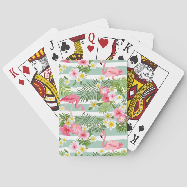 Flamingos And Stripes Playing Cards (Back)