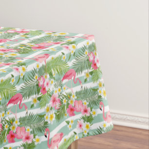 Flamingos And Stripes Tablecloth