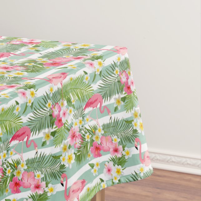 Flamingos And Stripes Tablecloth (In Situ)
