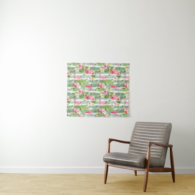 Flamingos And Stripes Tapestry (In Situ (Horizontal))