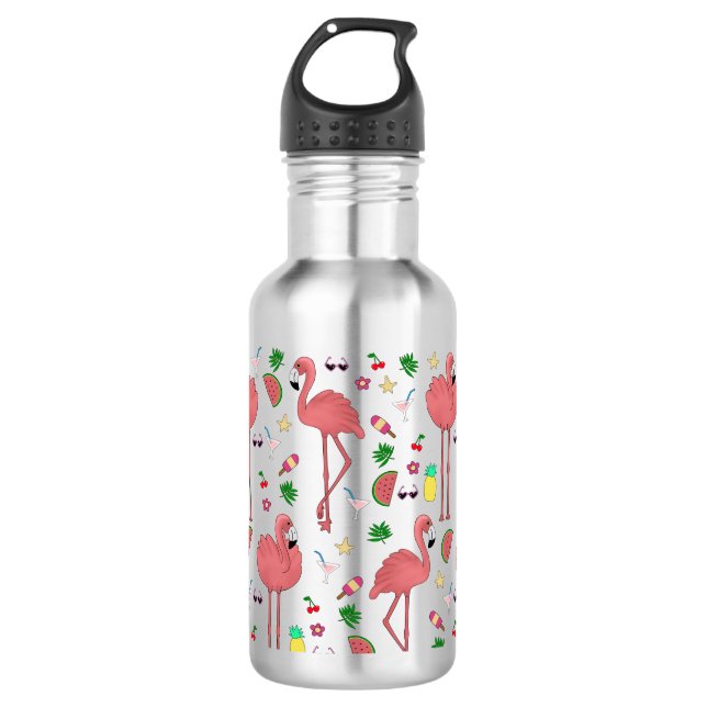 Flamingos and Summer Theme 532 Ml Water Bottle (Front)