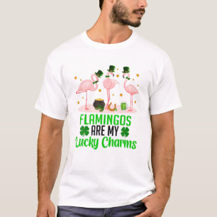 Flamingos Are My Lucki Charm Shamrock Happi St.Pat T-Shirt