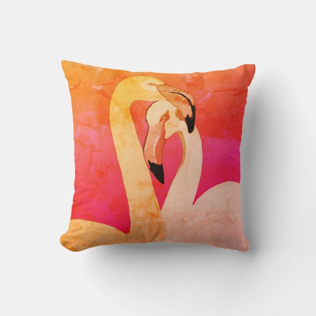 Flamingos Art Throw Cushion , Pink Flamingo, Love (Front)