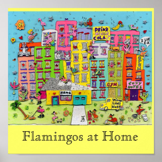 Flamingos at Home Poster (Front)