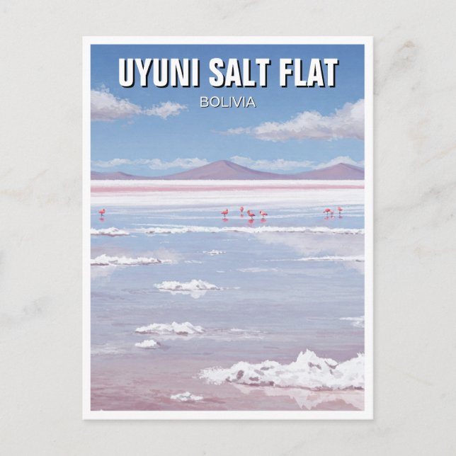 Flamingos at Uyuni Salt Flat Salar De Uyuni Postcard (Front)