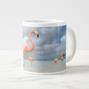 Flamingos Beach Aruba Large Coffee Mug
