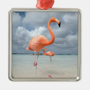 Flamingos Beach Aruba Metal Tree Decoration