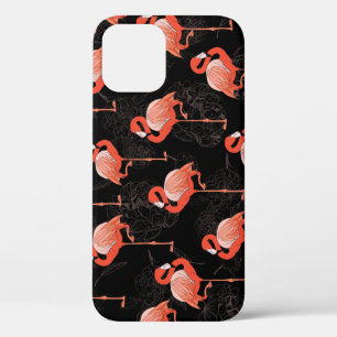 Flamingos Birds: Vintage Textile Design iPhone 12 Case