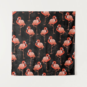 Flamingos Birds: Vintage Textile Design Tapestry