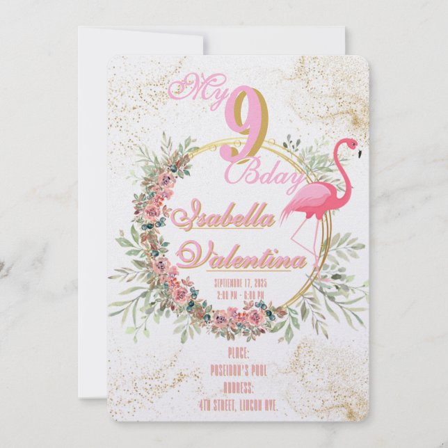 Flamingo's Birthday Invitation Template (Front)
