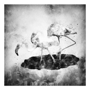 Flamingos Black and White Watercolor Photo Print