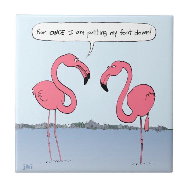 Flamingos Cartoon Tile (Front)