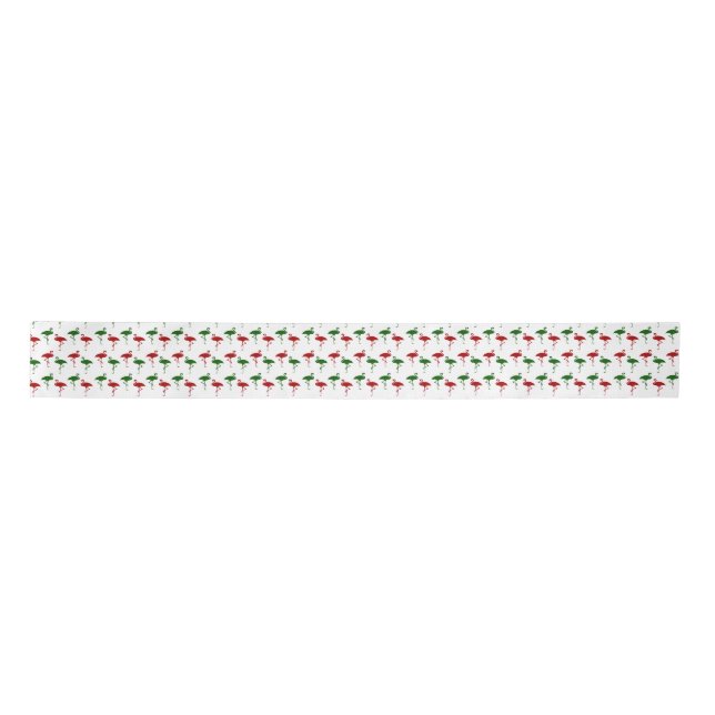 Flamingos Christmas Pattern Red and Green Ribbon Satin Ribbon (Front)