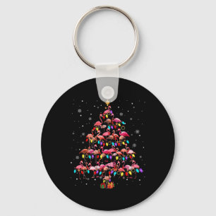Flamingos Christmas Tree X-mas Lights Santa Elf Fl Key Ring