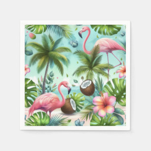 Flamingos & Coconuts Pattern Napkin