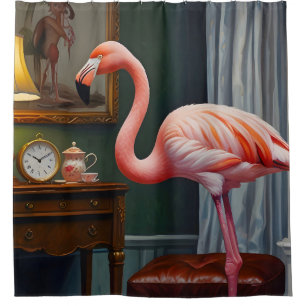Flamingo's Cosy Corner Shower Curtain