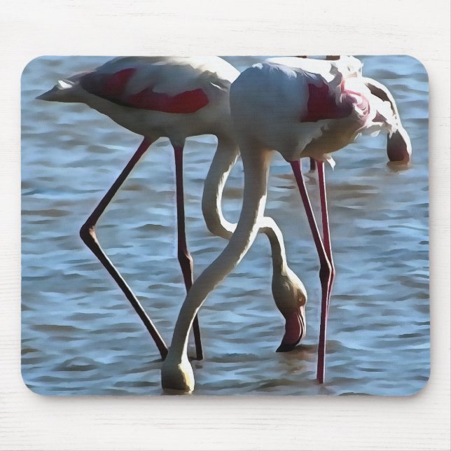 Flamingos Feeding Time Acrylic Painting Mouse Mat (Front)