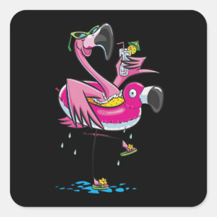Flamingos Flamingos Love Beach Square Sticker