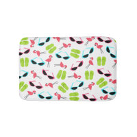 Flamingos Flip Flops and Sunglasses Bath Mat