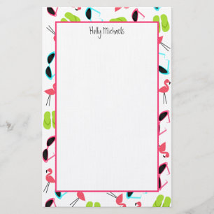 Flamingos Flip Flops & Sunglasses Stationery