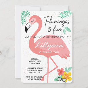 Flamingos & Fun Tropical Birthday Party, Any Age Invitation