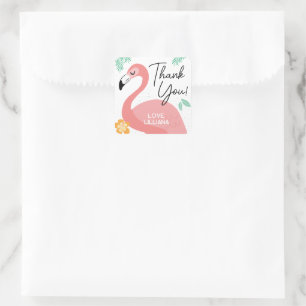 Flamingos & Fun Tropical Birthday Thank You Favour Square Sticker