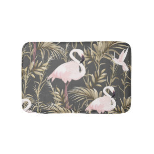 Flamingos & Gold: Pink Tropical Elegance. Bath Mat