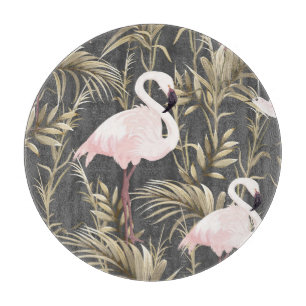 Flamingos & Gold: Pink Tropical Elegance. Cutting Board