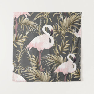 Flamingos & Gold: Pink Tropical Elegance. Tapestry