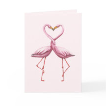 Flamingos Heart Original Watercolor Valentine Card