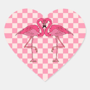 Flamingos Heart Sticker