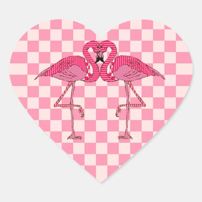 Flamingos Heart Sticker (Front)