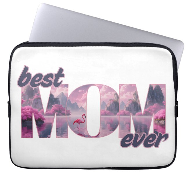 Flamingos in a dream world - best mom ever laptop sleeve (Front)