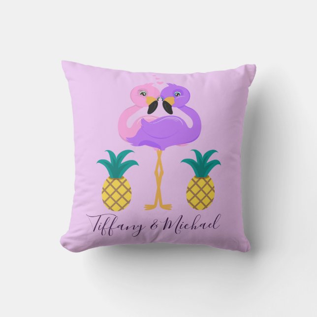 Flamingos in love couples cushion (Front)