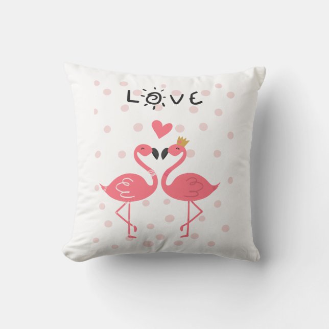 Flamingos In Love Cushion (Front)