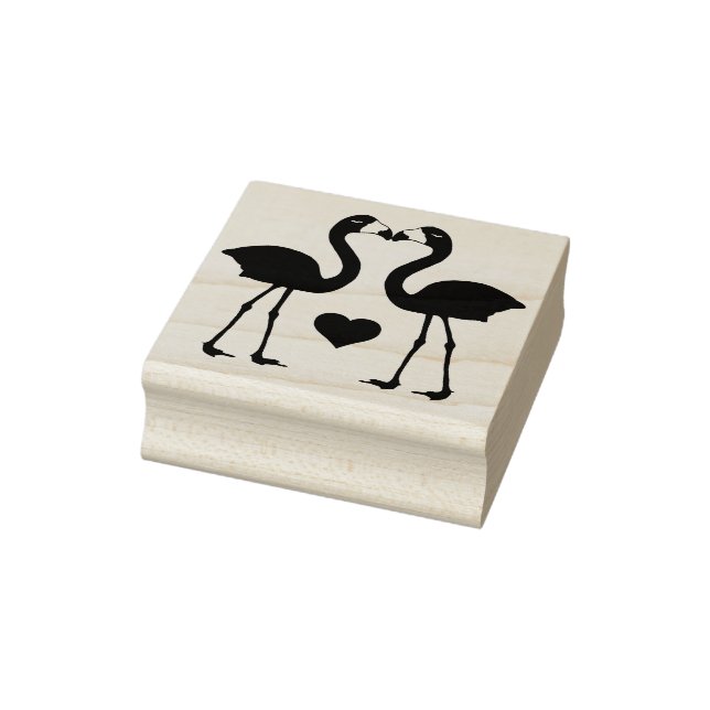 "Flamingos in Love" Rubber Stamp (Stamp)