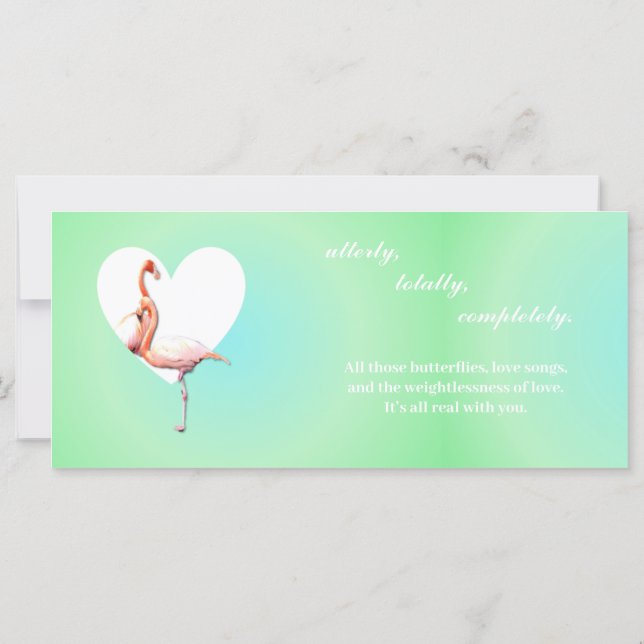 Flamingos in love with minty green background (Back)