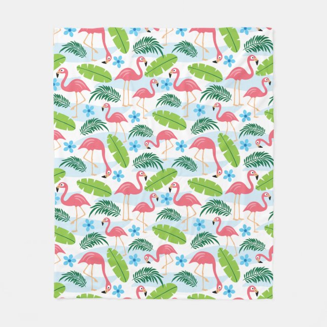 Flamingos in Paradise Fleece Blanket (Front)