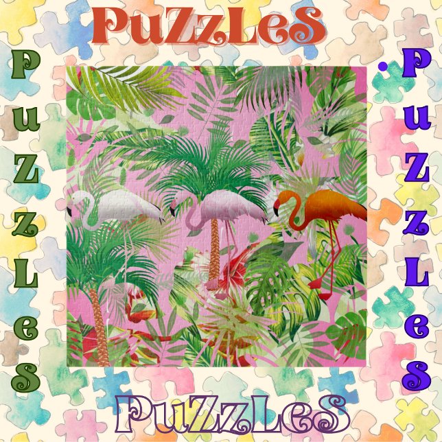 Flamingos in Tropical Scene  Jigsaw Puzzle (Creator Uploaded)