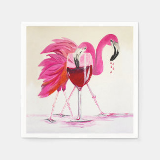 Flamingos In Wine Napkin