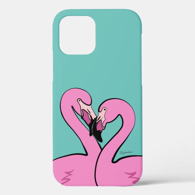 Flamingos iPhone 12 Case (Back)
