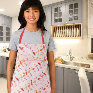 Flamingos Lets Bake Pink Kids Apron