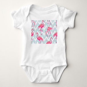 Flamingos Light Grey: Vintage Tropical. Baby Bodysuit
