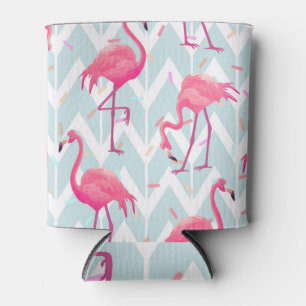 Flamingos Light Grey: Vintage Tropical. Can Cooler