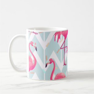 Flamingos Light Grey: Vintage Tropical. Coffee Mug