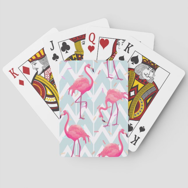 Flamingos Light Grey: Vintage Tropical. Playing Cards (Back)