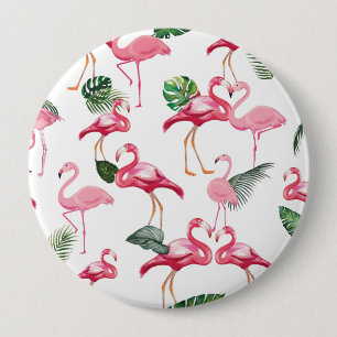 Flamingos Love Pattern 10 Cm Round Badge