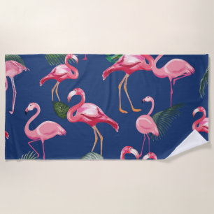 Flamingos Love Pattern 2 Beach Towel