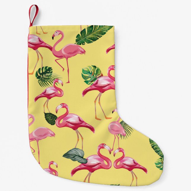 Flamingos Love Pattern 3 Small Christmas Stocking (Front)