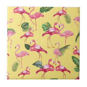 Flamingos Love Pattern 3 Tile